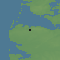 Shaded relief of the 47 km around Lemvig, drawn from the GMTED2010 grid