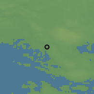 Shaded relief of the 47 km around Lov, drawn from the GMTED2010 grid