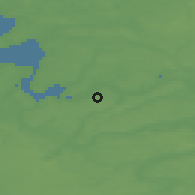 Shaded relief of the 47 km around Løvel, drawn from the GMTED2010 grid