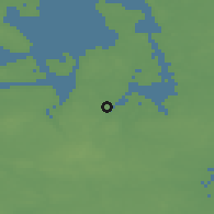 Shaded relief of the 47 km around Lyndby, drawn from the GMTED2010 grid