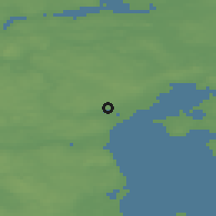 Shaded relief of the 47 km around Lystrup, drawn from the GMTED2010 grid