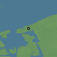 Shaded relief of the 47 km around Melby, drawn from the GMTED2010 grid