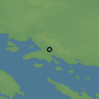 Shaded relief of the 47 km around Millinge, drawn from the GMTED2010 grid