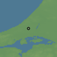 Shaded relief of the 47 km around Moseby, drawn from the GMTED2010 grid