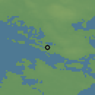 Shaded relief of the 47 km around Neder Vindinge, drawn from the GMTED2010 grid