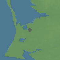 Shaded relief of the 47 km around Nørre Nebel, drawn from the GMTED2010 grid