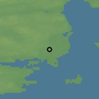 Shaded relief of the 47 km around Ørting, drawn from the GMTED2010 grid
