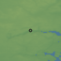 Shaded relief of the 47 km around Østengård, drawn from the GMTED2010 grid