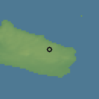Shaded relief of the 47 km around Østermarie, drawn from the GMTED2010 grid