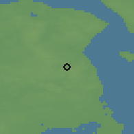 Shaded relief of the 47 km around Ravnsnæs, drawn from the GMTED2010 grid