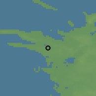 Shaded relief of the 47 km around Rørby, drawn from the GMTED2010 grid