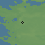 Shaded relief of the 47 km around Ruds Vedby, drawn from the GMTED2010 grid