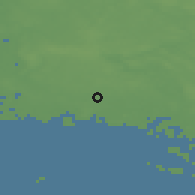 Shaded relief of the 47 km around Sandved, drawn from the GMTED2010 grid