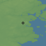 Shaded relief of the 47 km around Sjølund, drawn from the GMTED2010 grid