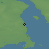 Shaded relief of the 47 km around Skodsborg, drawn from the GMTED2010 grid