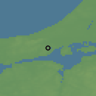 Shaded relief of the 47 km around Skovsgård, drawn from the GMTED2010 grid