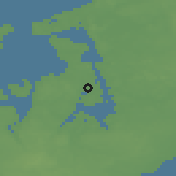 Shaded relief of the 47 km around Skuldelev, drawn from the GMTED2010 grid