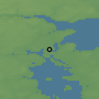 Shaded relief of the 47 km around Snoghøj, drawn from the GMTED2010 grid