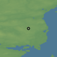 Shaded relief of the 47 km around Solbjerg, drawn from the GMTED2010 grid