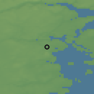 Shaded relief of the 47 km around Sønder Bjert, drawn from the GMTED2010 grid