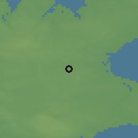 Shaded relief of the 47 km around Bjæverskov, drawn from the GMTED2010 grid