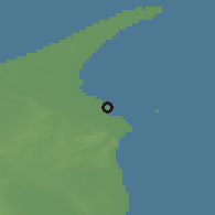 Shaded relief of the 46 km around Strandby, drawn from the GMTED2010 grid