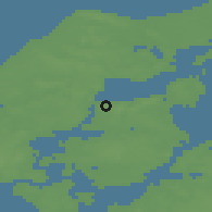 Shaded relief of the 47 km around Sundby, drawn from the GMTED2010 grid