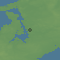 Shaded relief of the 47 km around Tangbjerg, drawn from the GMTED2010 grid