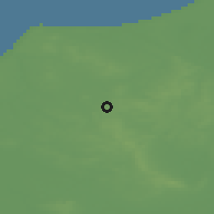 Shaded relief of the 46 km around Tårs, drawn from the GMTED2010 grid