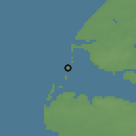 Shaded relief of the 47 km around Thyborøn, drawn from the GMTED2010 grid