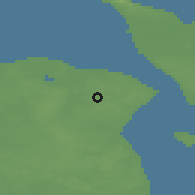 Shaded relief of the 47 km around Tikøb, drawn from the GMTED2010 grid