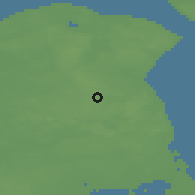 Shaded relief of the 47 km around Blovstrød, drawn from the GMTED2010 grid