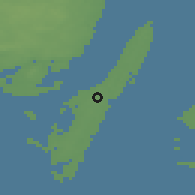 Shaded relief of the 48 km around Tullebølle, drawn from the GMTED2010 grid