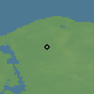 Shaded relief of the 47 km around Tulstrup, drawn from the GMTED2010 grid