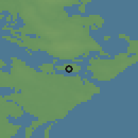 Shaded relief of the 48 km around Bogø, drawn from the GMTED2010 grid