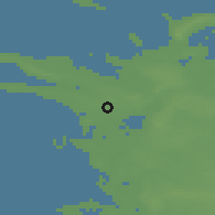 Shaded relief of the 47 km around Ubby, drawn from the GMTED2010 grid