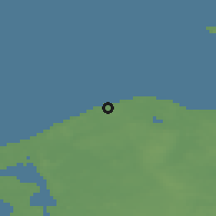 Shaded relief of the 47 km around Udsholt Strand, drawn from the GMTED2010 grid