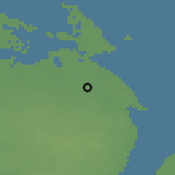 Shaded relief of the 47 km around Ullerslev, drawn from the GMTED2010 grid