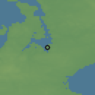 Shaded relief of the 47 km around Veddelev, drawn from the GMTED2010 grid