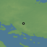 Shaded relief of the 47 km around Vester Hæsinge, drawn from the GMTED2010 grid