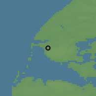 Shaded relief of the 47 km around Vestervig, drawn from the GMTED2010 grid