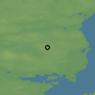 Shaded relief of the 47 km around Virring, drawn from the GMTED2010 grid