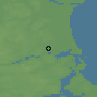 Shaded relief of the 47 km around Visborg, drawn from the GMTED2010 grid