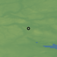 Shaded relief of the 47 km around Voerladegård, drawn from the GMTED2010 grid