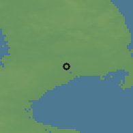 Shaded relief of the 47 km around Vridsløse, drawn from the GMTED2010 grid