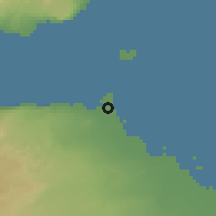 Shaded relief of the 60 km around Djibouti, drawn from the GMTED2010 grid