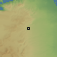 Shaded relief of the 60 km around Holhol, drawn from the GMTED2010 grid
