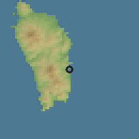 Shaded relief of the 59 km around Rosalie, drawn from the GMTED2010 grid
