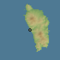 Shaded relief of the 59 km around Saint Joseph, drawn from the GMTED2010 grid