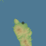 Shaded relief of the 59 km around Calibishie, drawn from the GMTED2010 grid
